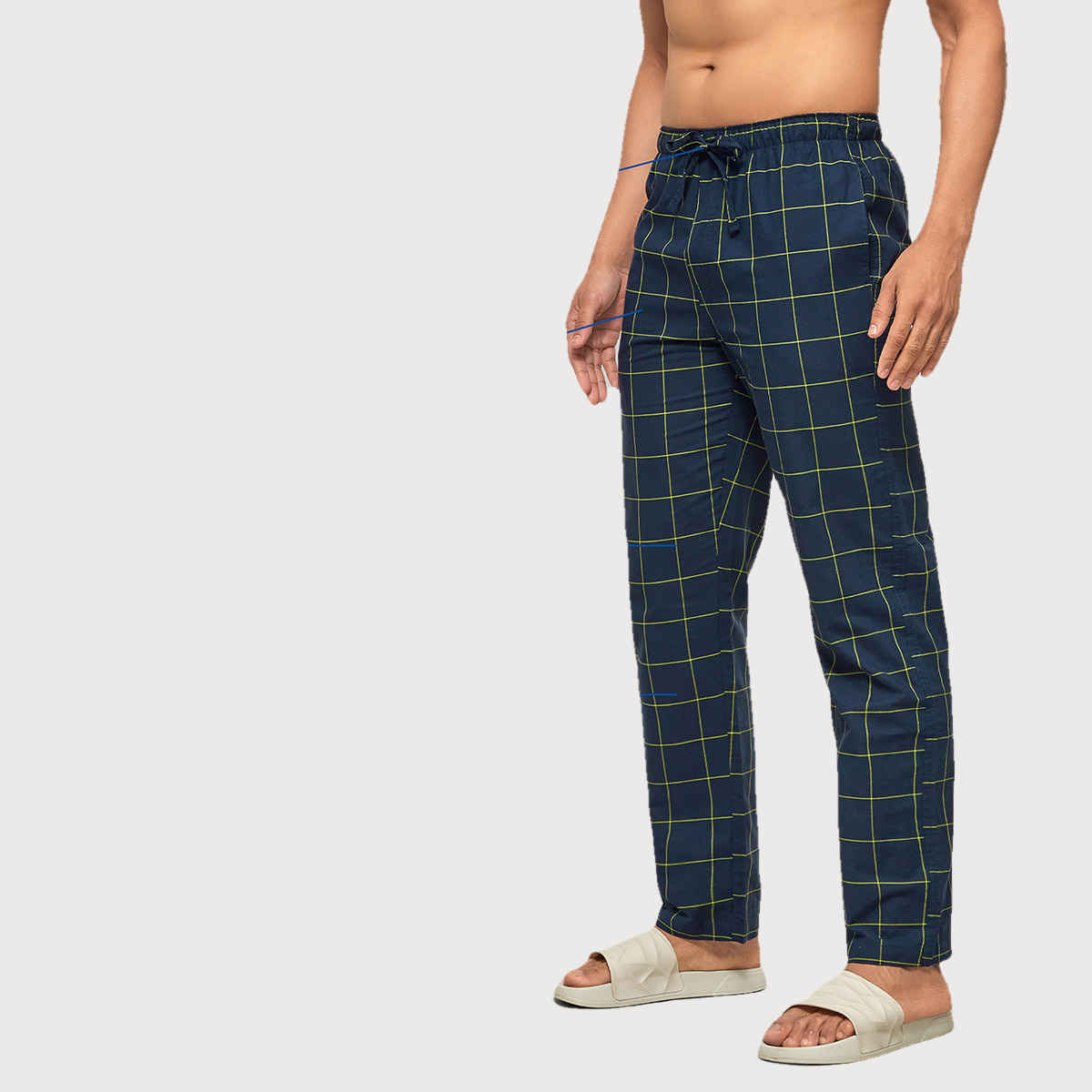 XYXX Checkmate 100% super combed cotton Checks Pyjama Relaxed Fit | 2 Side pockets | Navy- L