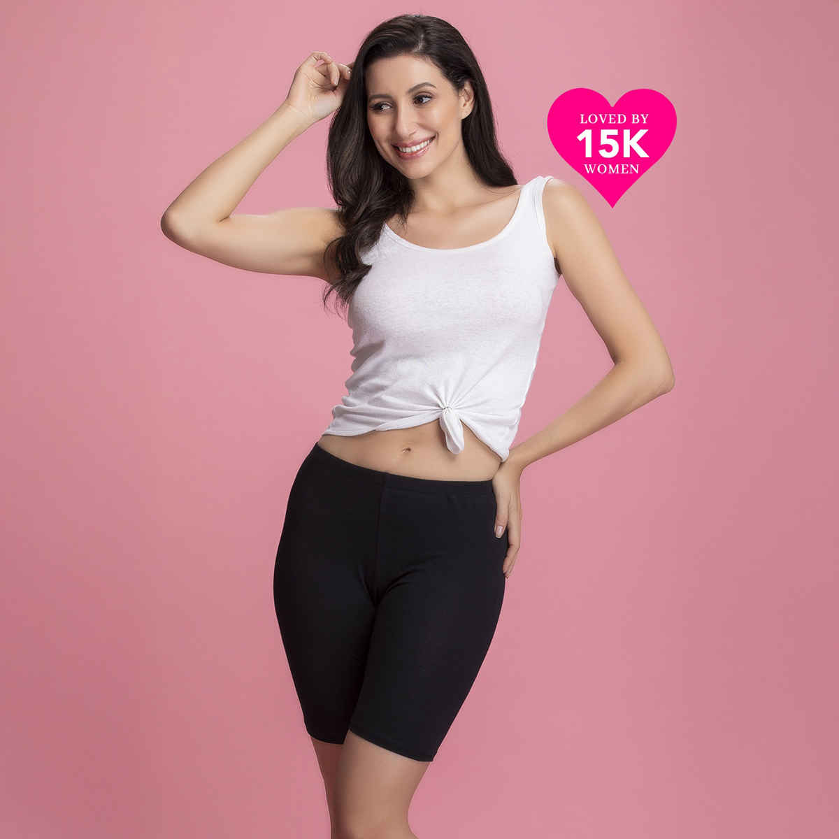 Clovia Cotton Mid Waist Cycling Shorts With Inner Elastic (Black - Xxl)