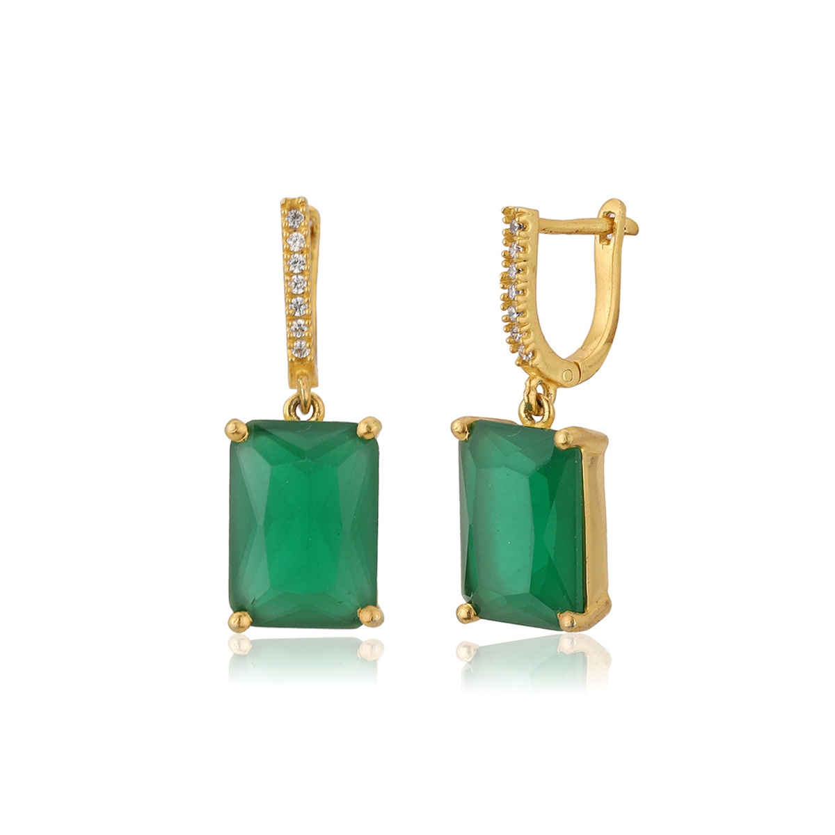 Buy Carlton London 18kt Gold Plated with CZ and Glass Bead Square Drop ...