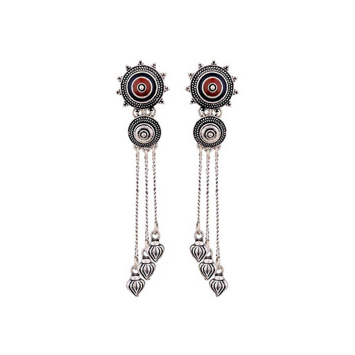 Voylla Mandala Tassels Drop Earrings