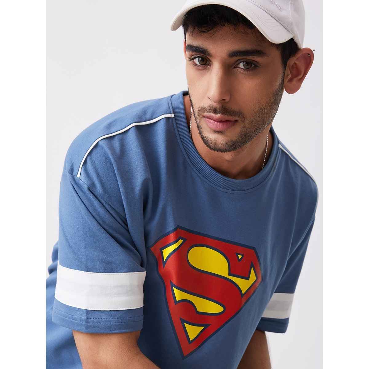 The Souled Store Men's Superman Classic Oversized T-shirt | Blue - 2XL