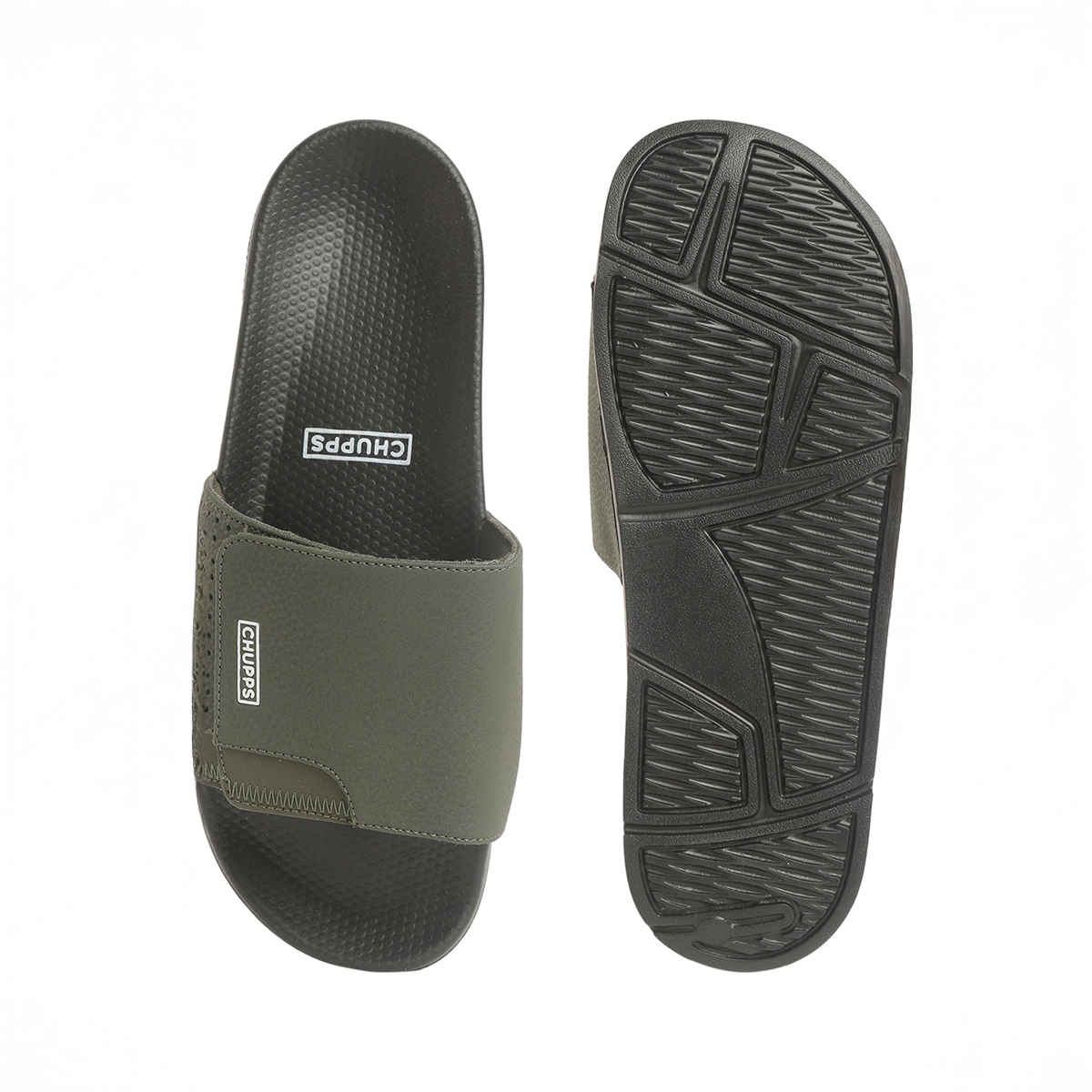 Chupps Solid Hues Black - Olive Men's | Casual Slider UK8