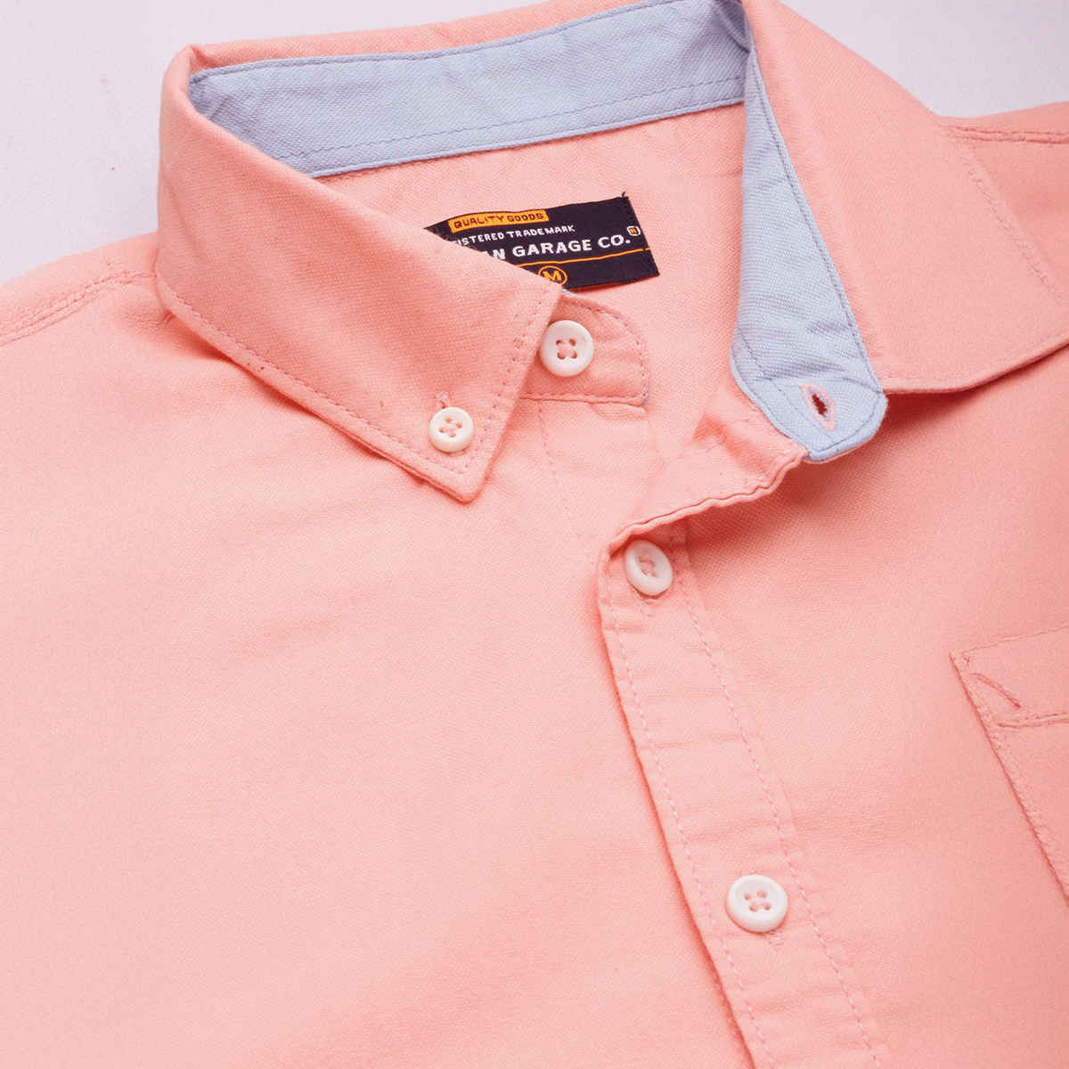 The Indian Garage Co Men's Slim Fit Placement Embroidery Casual Shirt | Pink - S