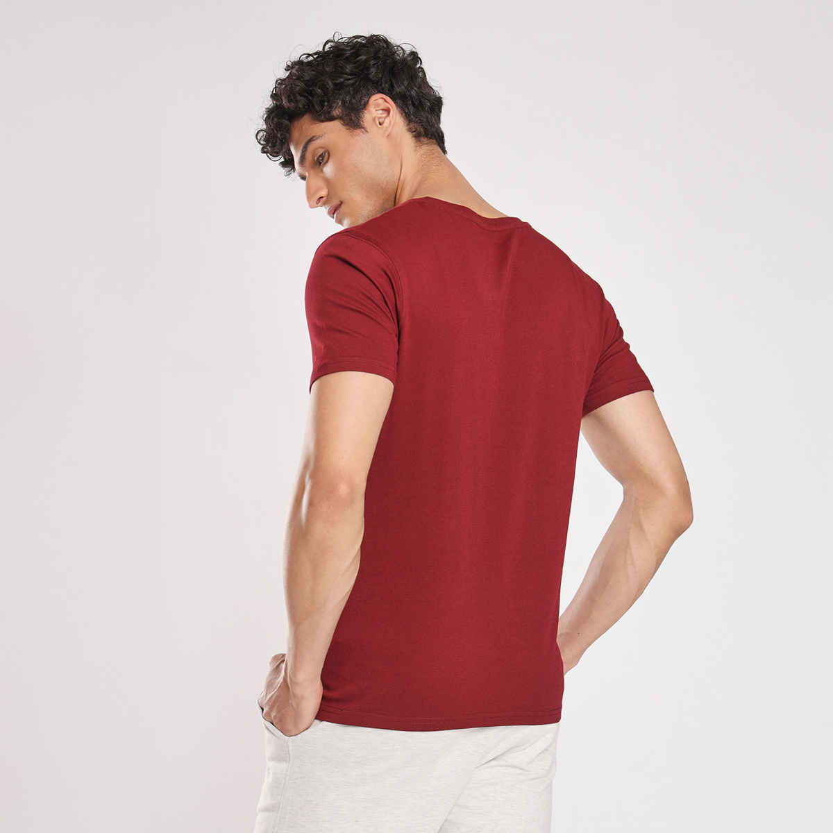 Nobero Men's Plain Classic Fit T-shirt | Wine Red - XL