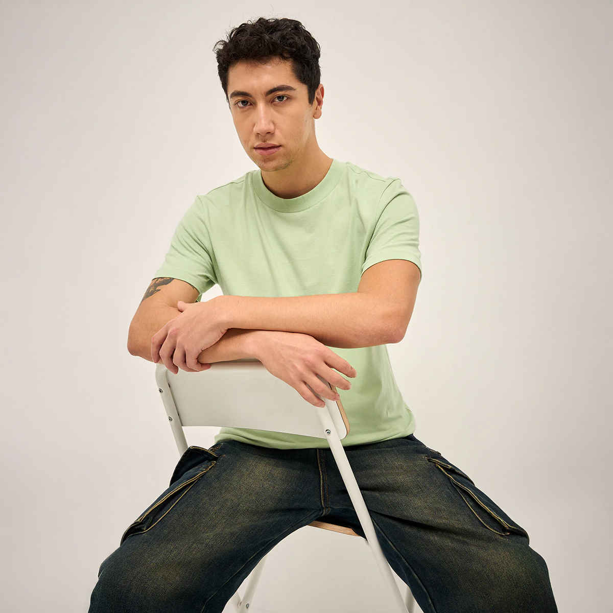 The Bear House Men Relax Fit Solid T-shirt - Xingu | Green | L