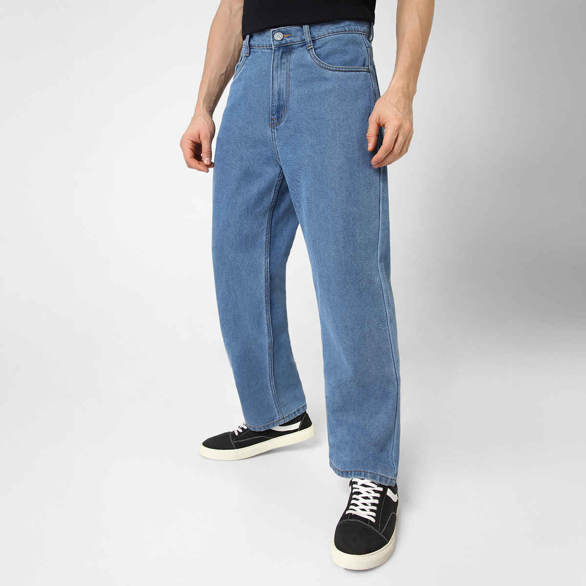 Urbano Fashion Men's Jeans Loose Baggy Fit Washed Non-Stretchable | Light Blue | 30