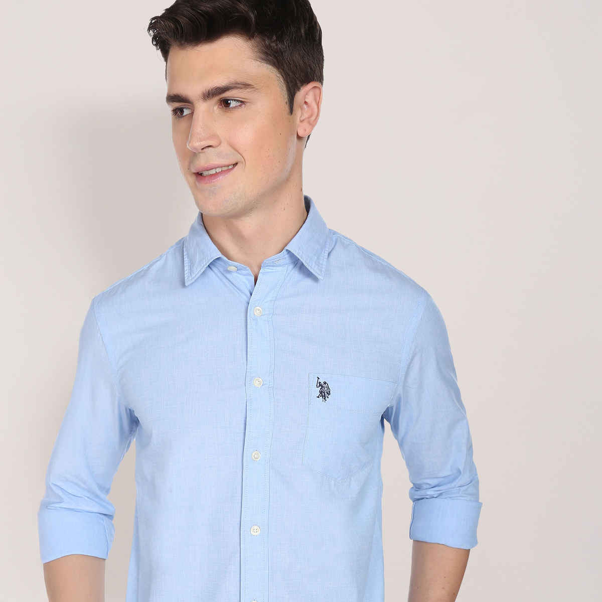 USPA Casual Men's Shirt - Regular Fit & Cotton - Light Blue - S