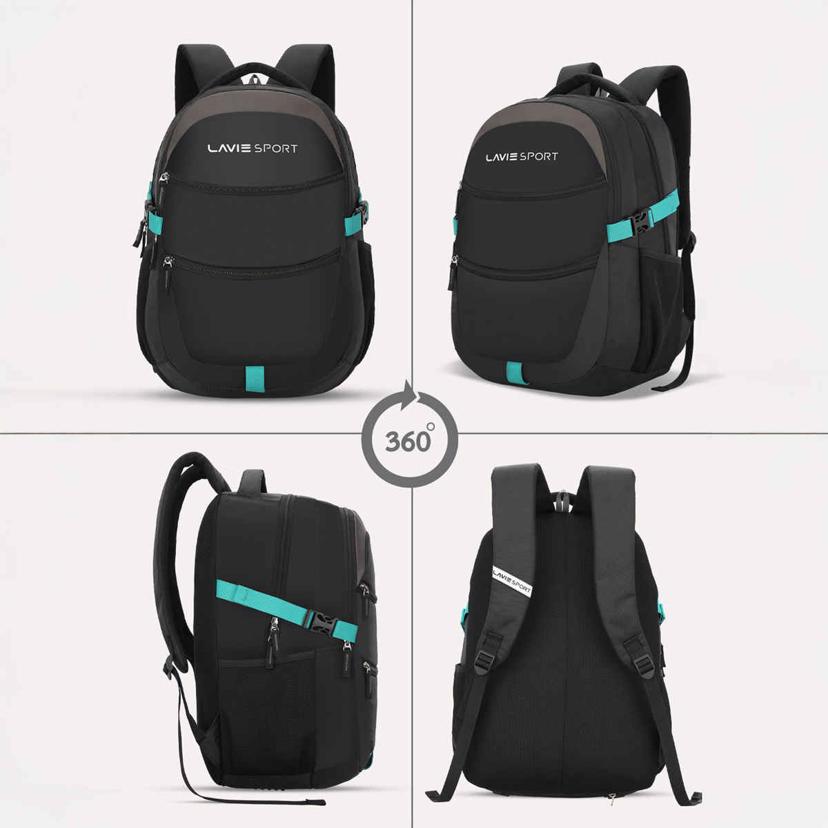 Lavie Sport Unisex Solid Polyester Padded Grab Handle Laptop Backpack | Black | M (31 x 20 x 46 cm)