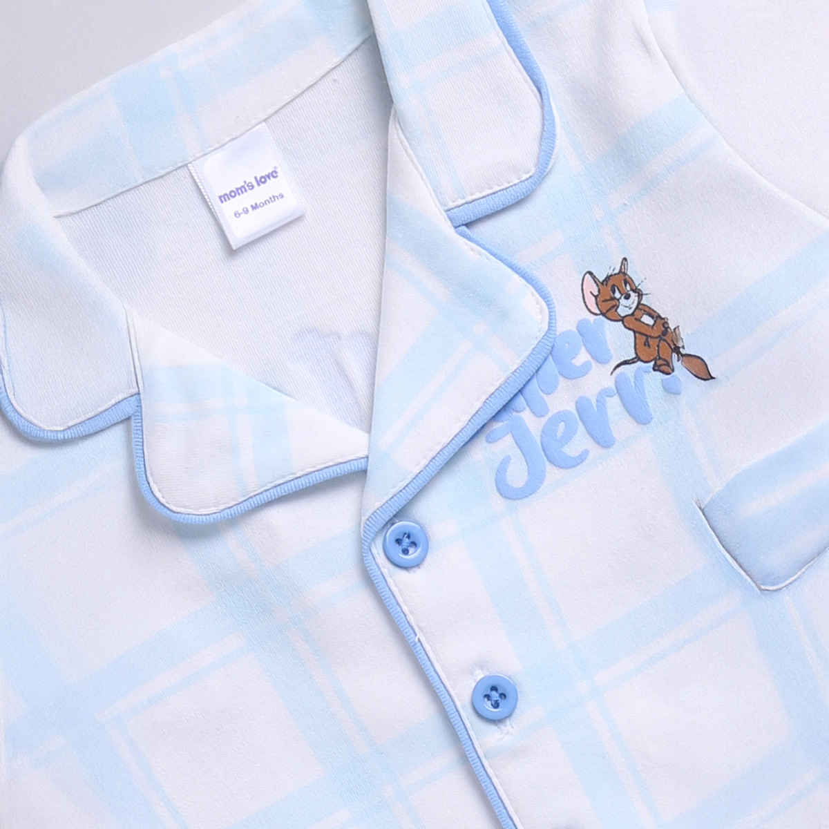 Mom's Love Boys' Printed Cotton Night suits | M.Blue | 03 - 06 months