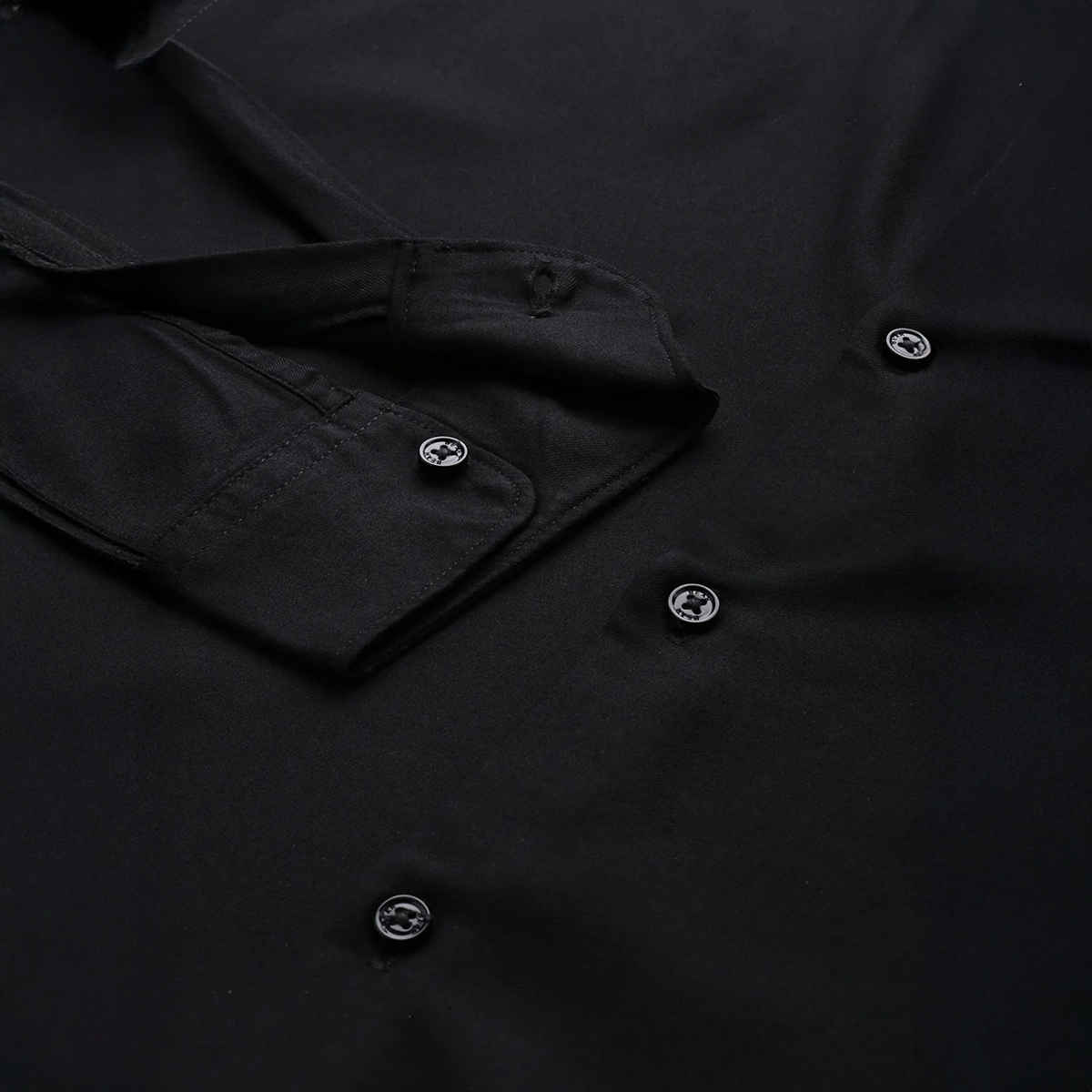 The Bear House Men Slim Fit Solid Rayon Casual Shirt - Benzi | Black | XL