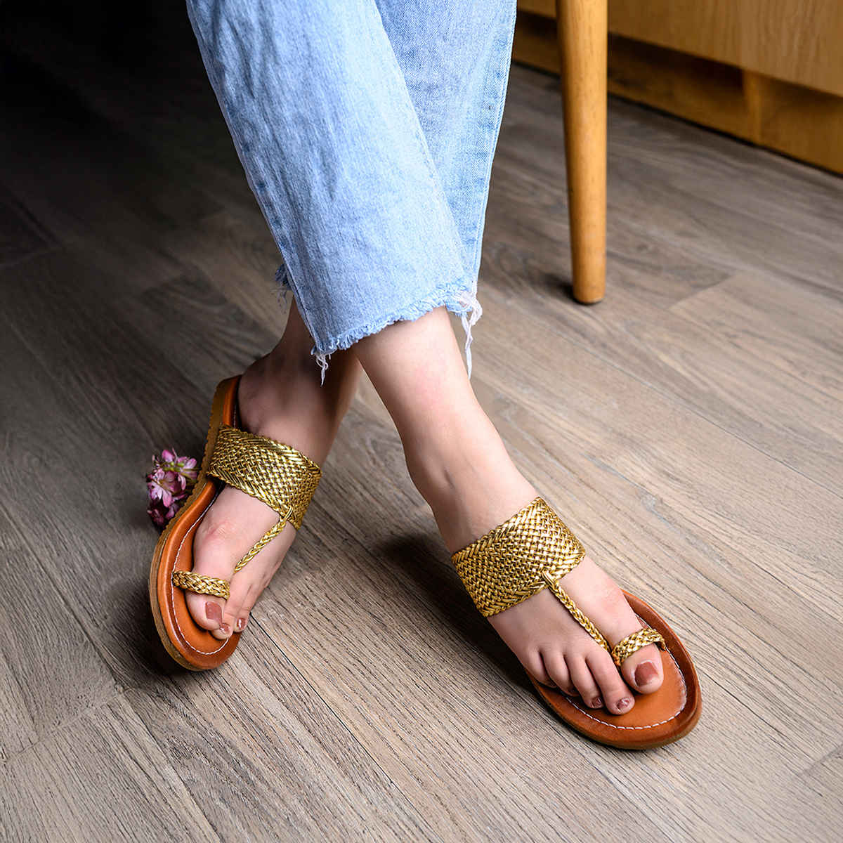 Shoetopia Women Golden Flats | UK 5