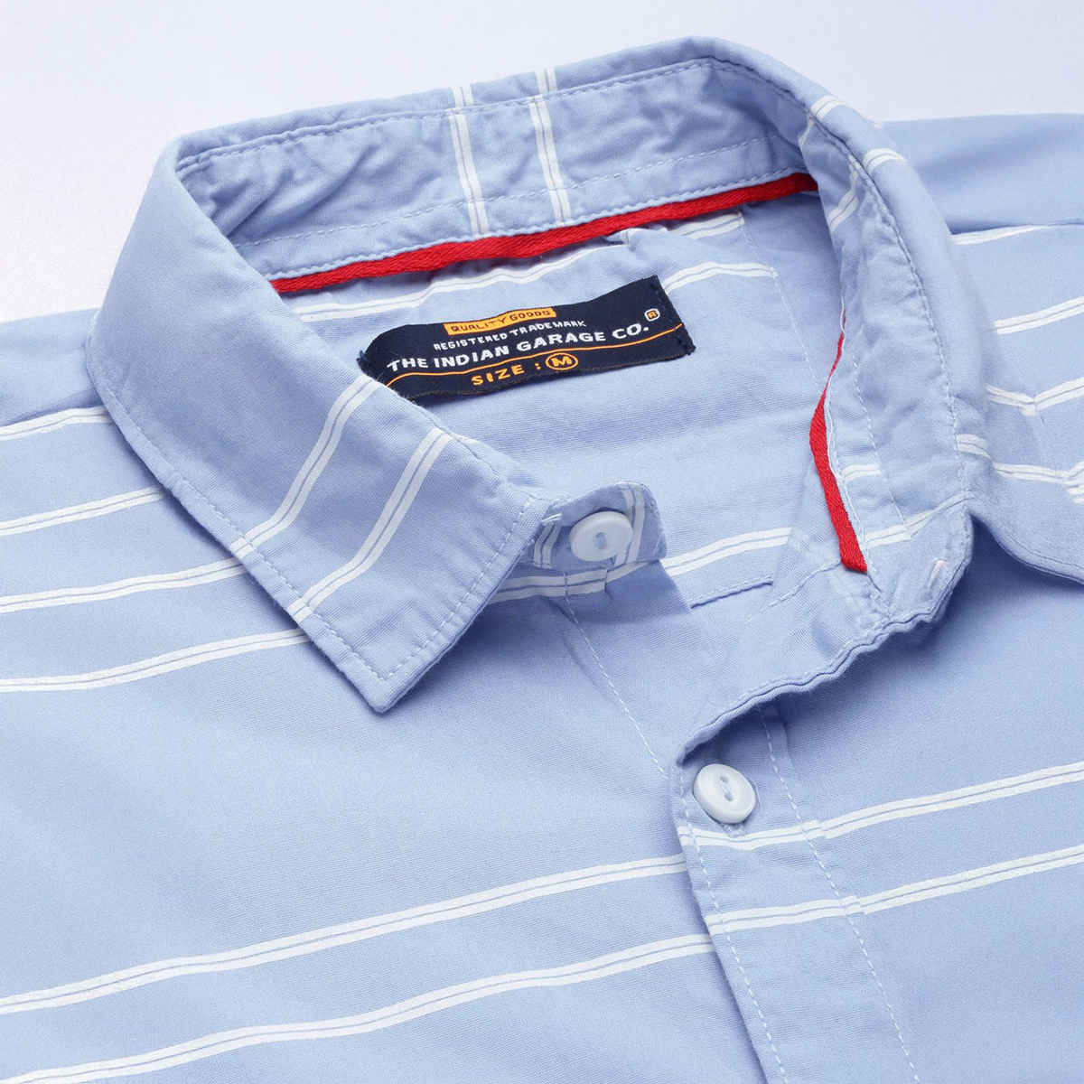 The Indian Garage Co Men's Slim Fit Striped Casual Shirt | Blue - S