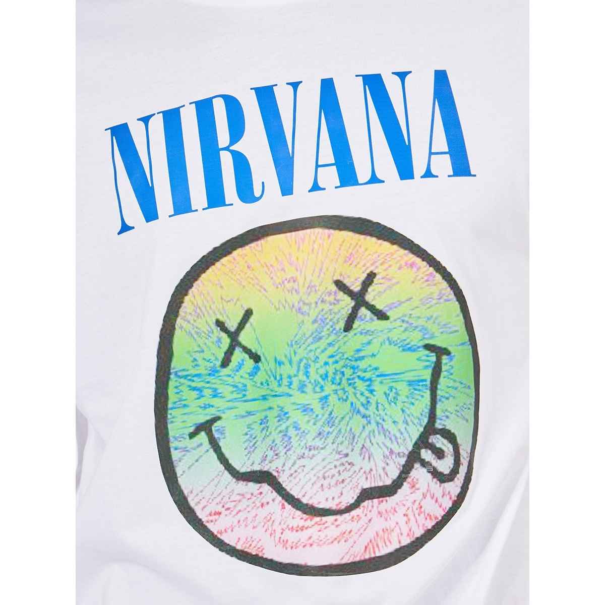 Styli Men's Oversized Tee with Nirvana Graphic Sticker Print in Compact Jersey | White - L