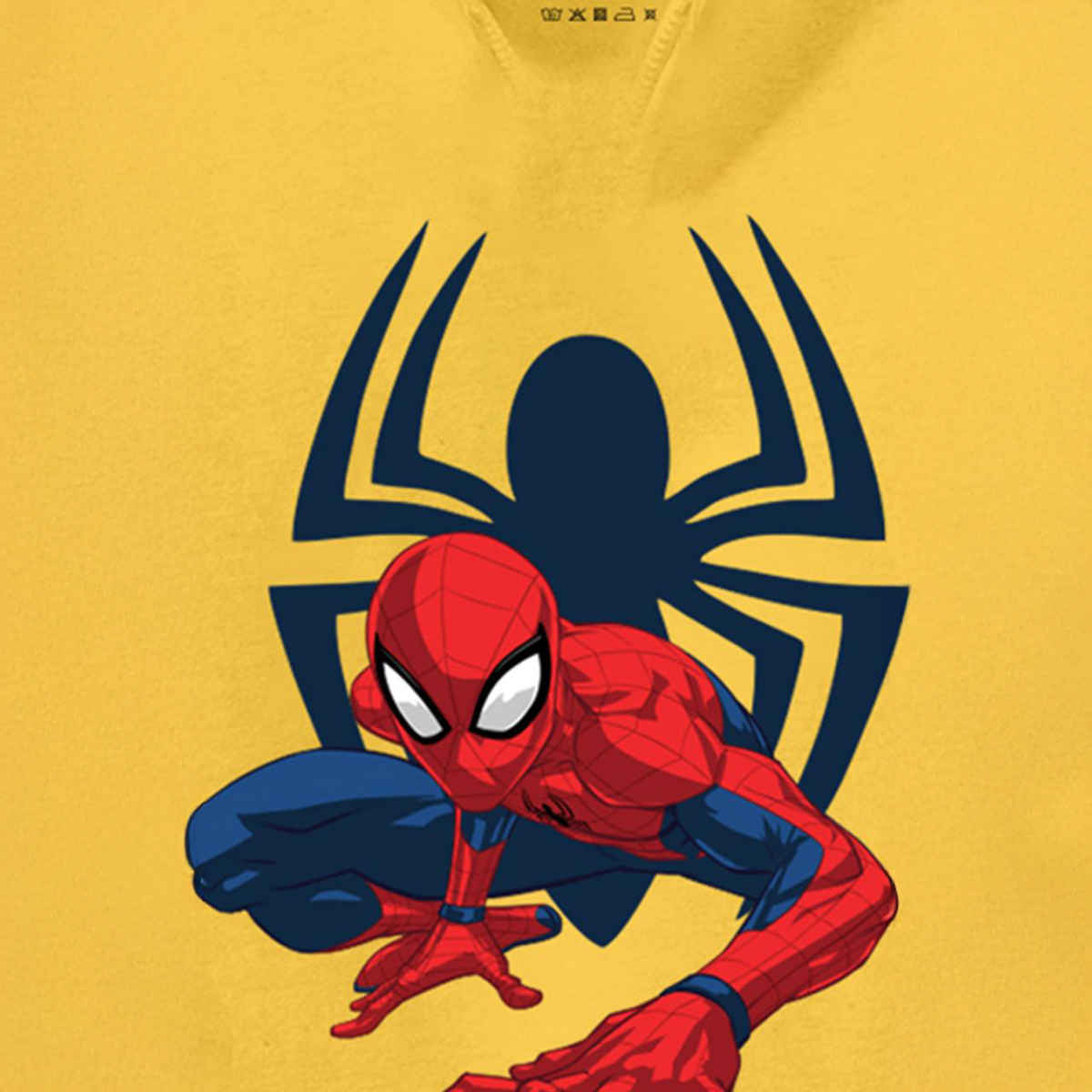 Bonorganik Men's Spiderman Graphic Printed Hoodie | Yellow - M