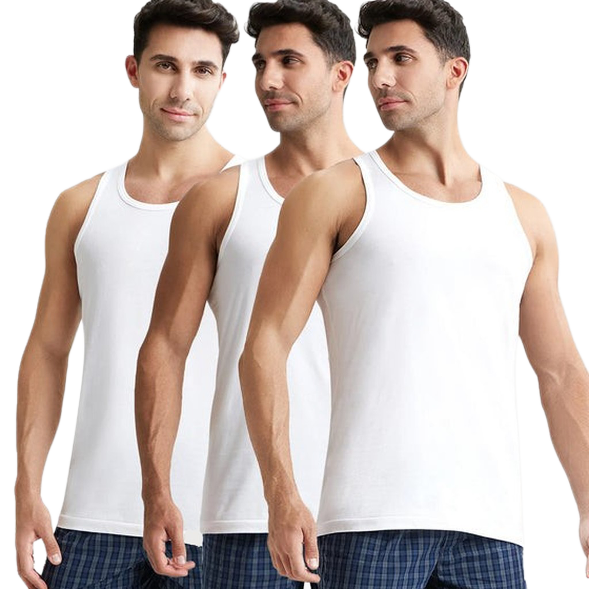 Jockey 8820 Men's Super Combed Cotton Round Neck Vest|Extended Length|Easy Tuck|PO3 | White-XL