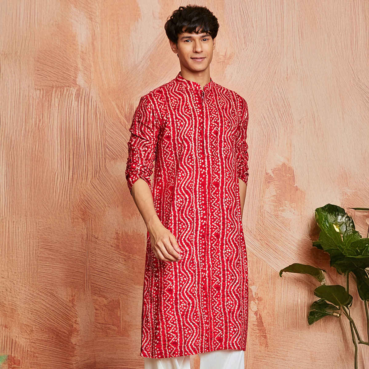 Vastramay Men's Rayon Kurta for Eid | Red - M