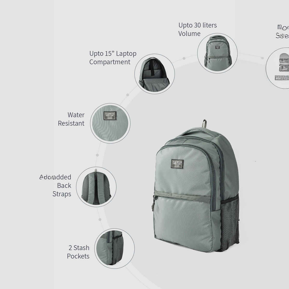 Teakwood Unisex Leathers Vasily Backpack | Grey - 30 L