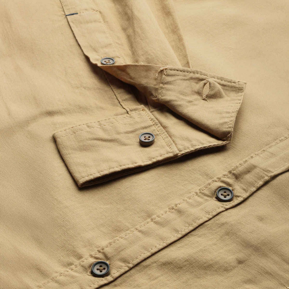 The Indian Garage Co Men's Slim Fit Solid Casual Shirt | Khaki - XL