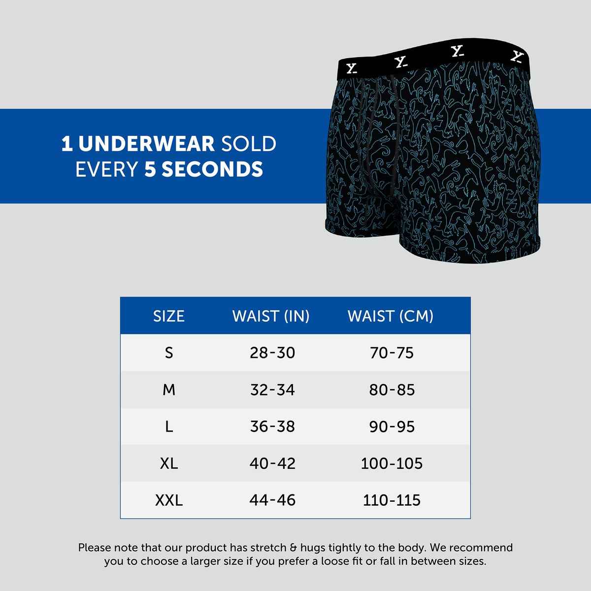 XYXX Men's Modal Printed and solid Trunks Pack of 2, Black| S