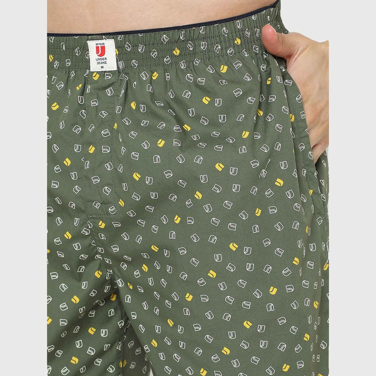 Underjeans by Spykar Men's Cotton Boxer Short | Green - L