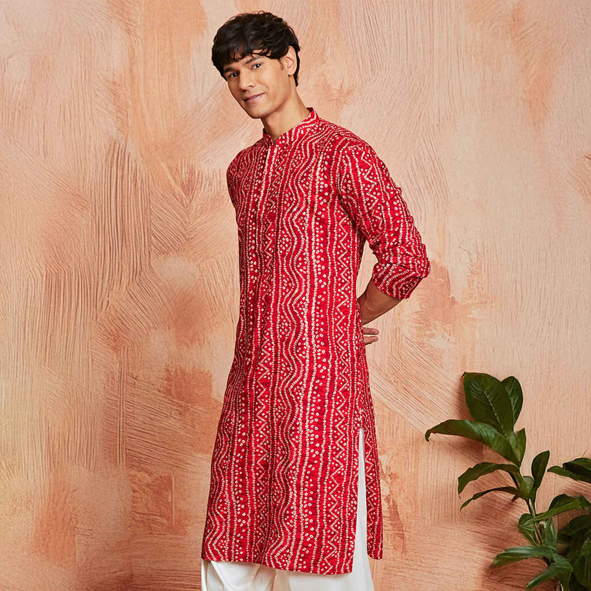 Vastramay Men's Rayon Kurta for Eid | Red - M