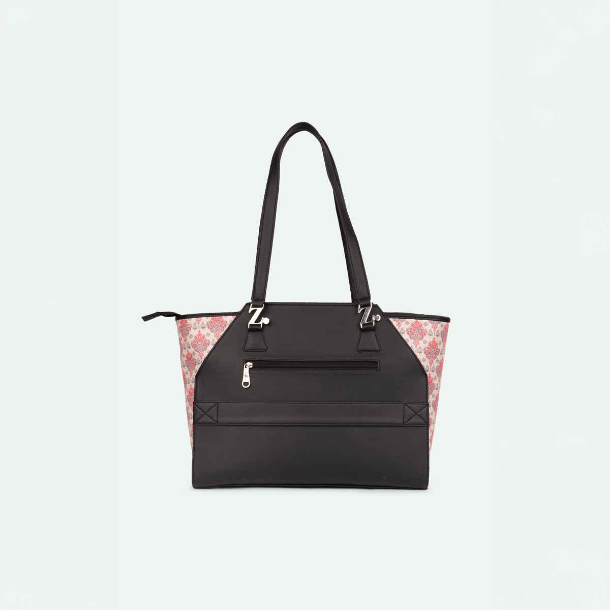 Zouk Kashmiri Tulips Classic Business Bag - Black and Pink