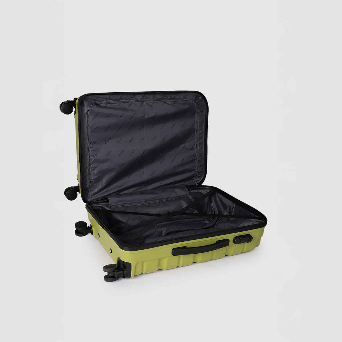 Teakwood Leather 360 Degree Rotation Hard Trolley Bag | Lime Green - Medium
