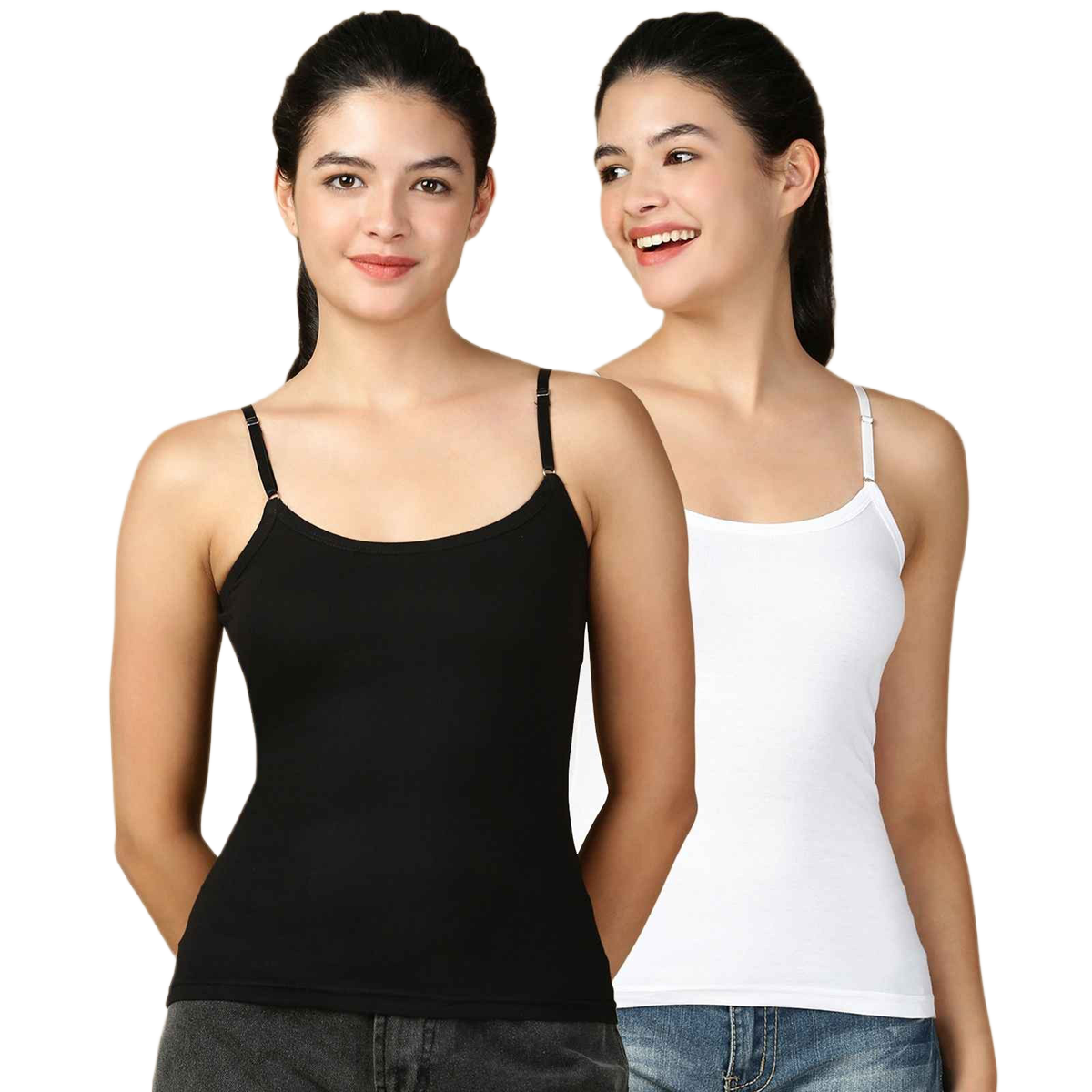 Lux Cozi Women s Premium Ultra Soft Cotton Camisole Black and White | Size-XL