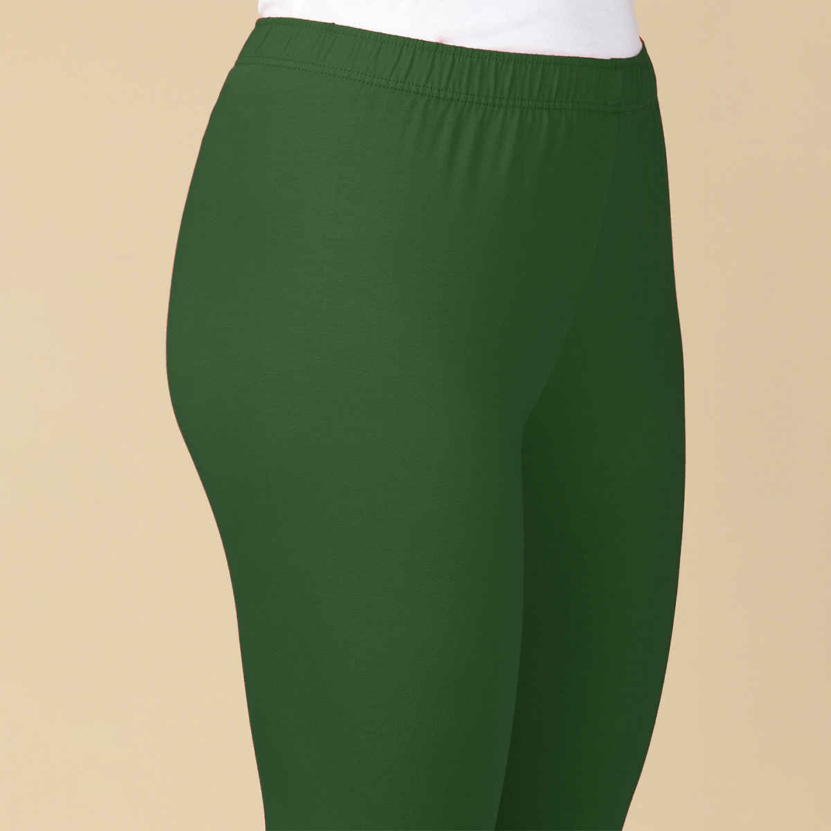 PYNK By Lux Cozi Super Soft 360 Stretch Premium Cotton Capri | Bottle Green | Free Size