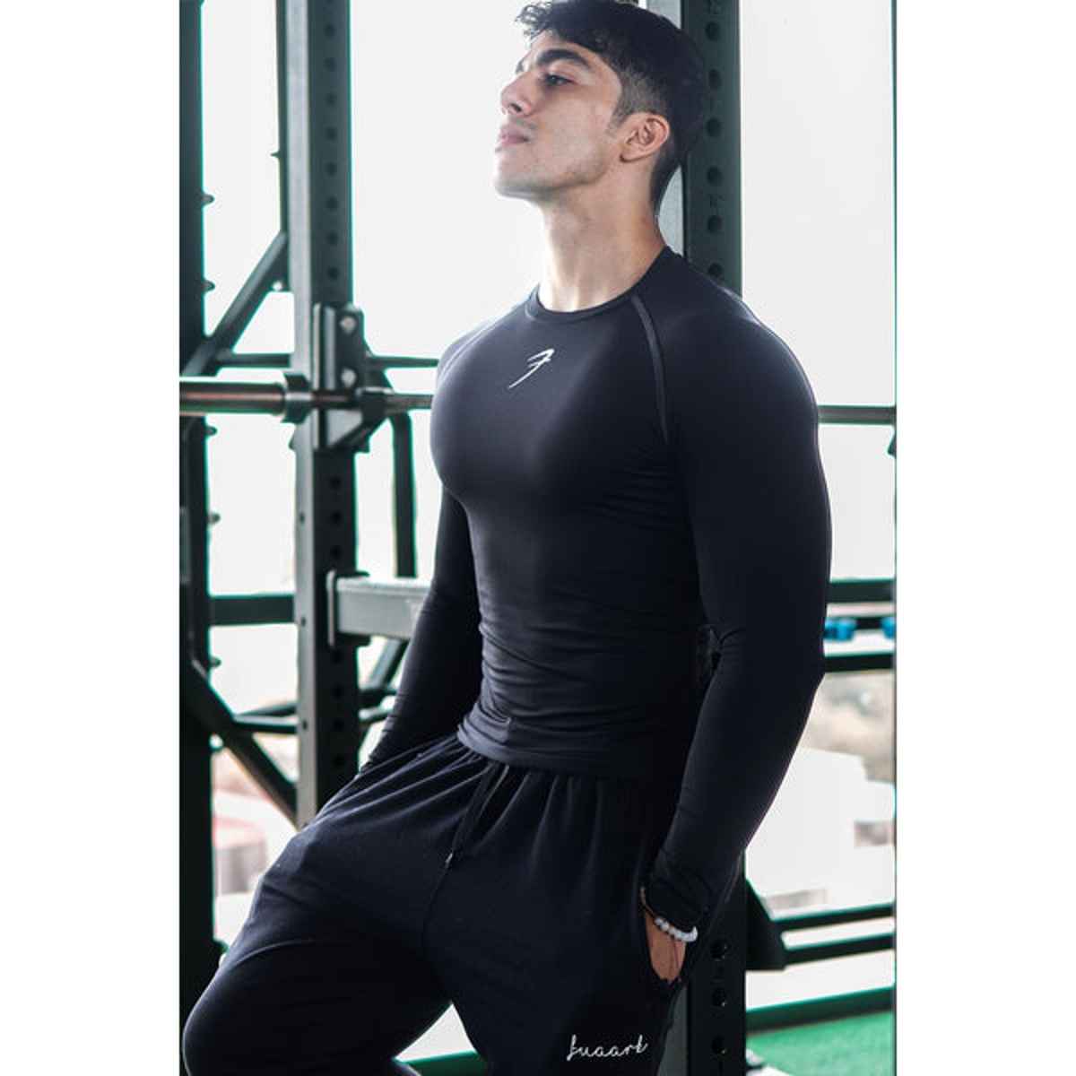 Fuaark Men's Compression Full Sleeve GYM T-shirt | Black - M