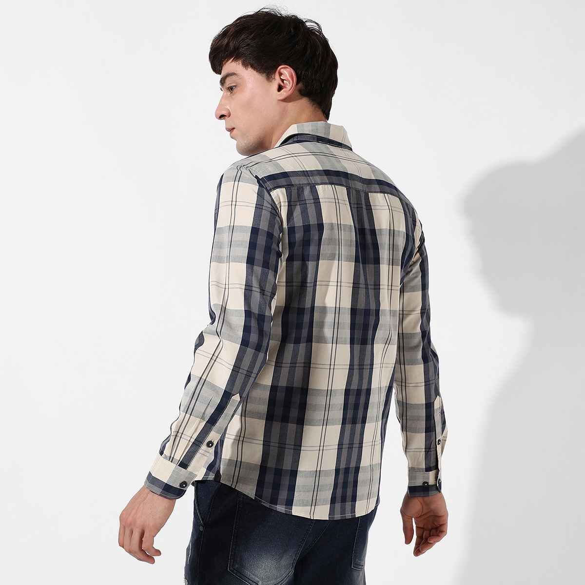 Campus Sutra Men's Tartan Plaid Shirt | Multicolour - S