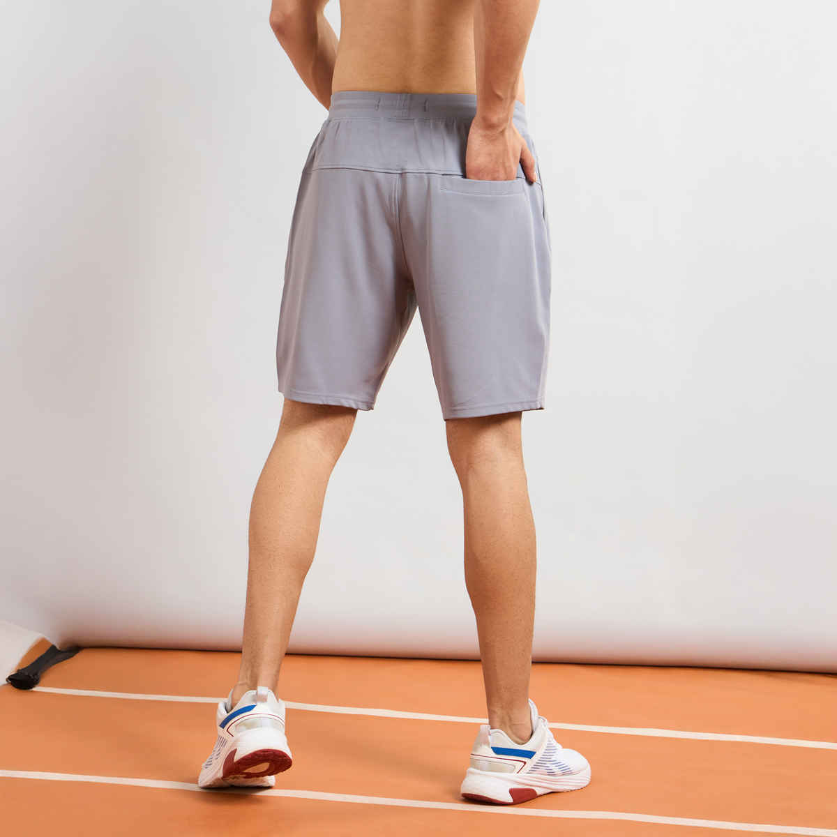 Technosport Men Poly Solid Slim Fit Sports Shorts with TS FLEXI | Light Grey | XL