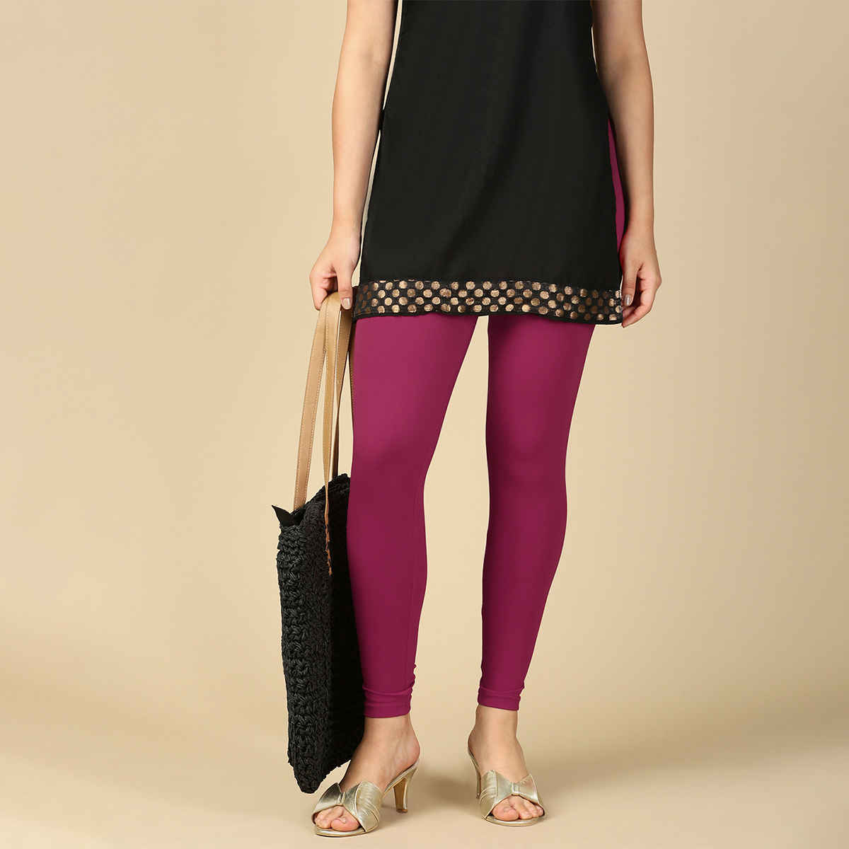 PYNK By Lux Cozi Flexi-Fit 360 Stretch Ankle Length Premium Cotton Leggings | Falsa|Free Size