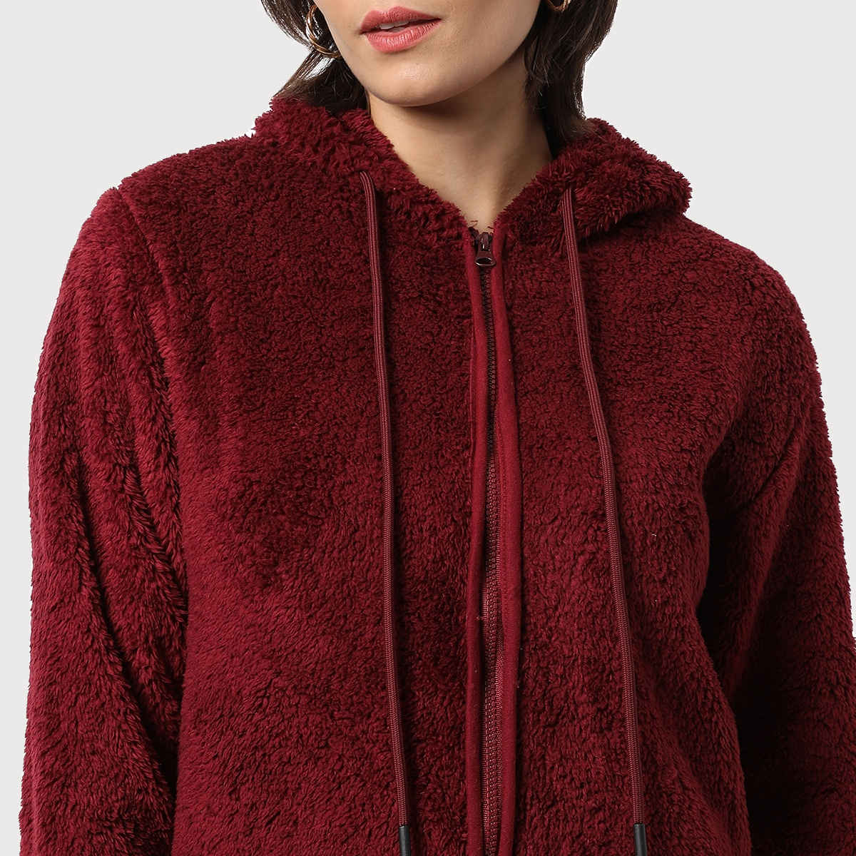 Campus Sutra Women's Hoodie | Wine - L