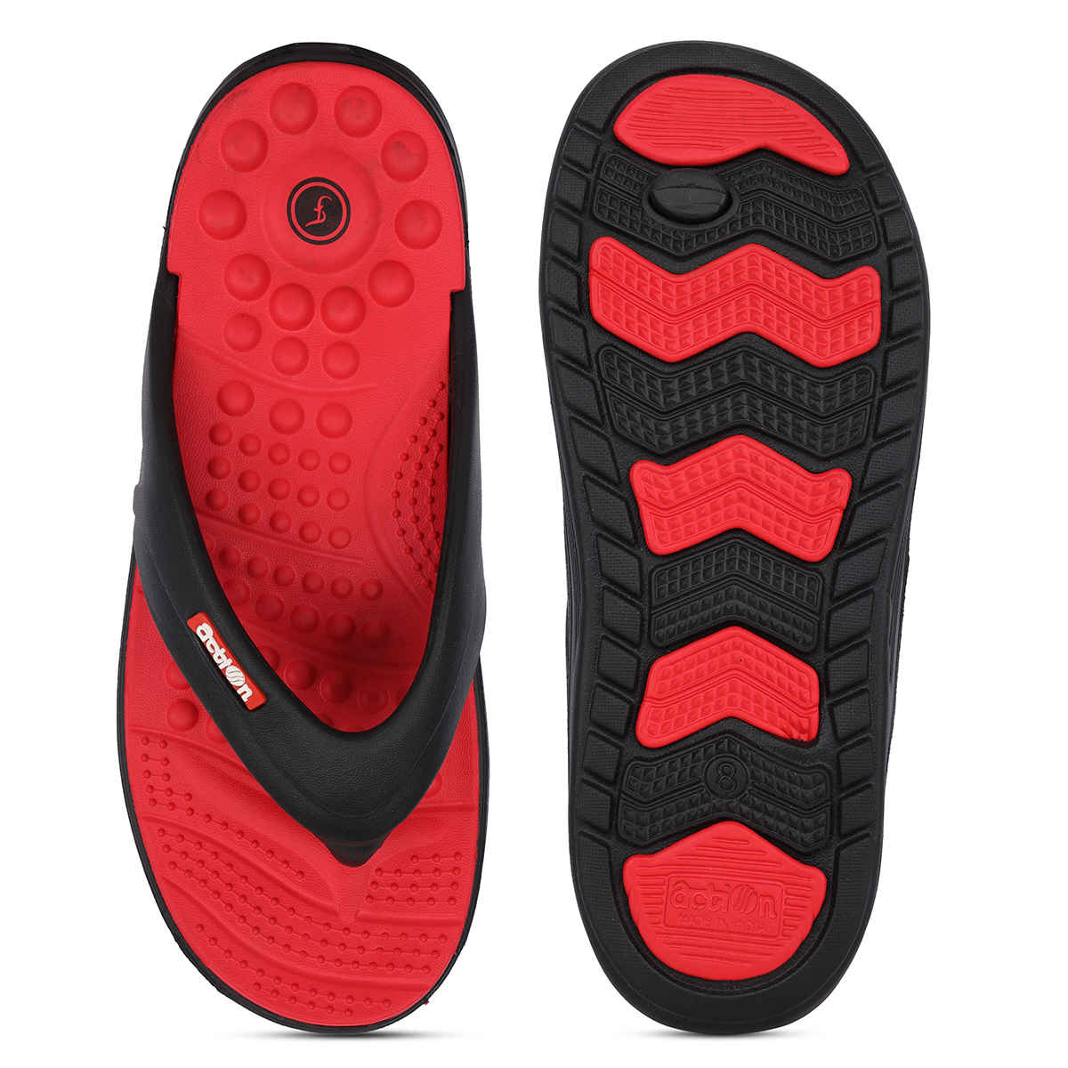 Action Slipper For Men | Hran-24 Black-Red - UK-8