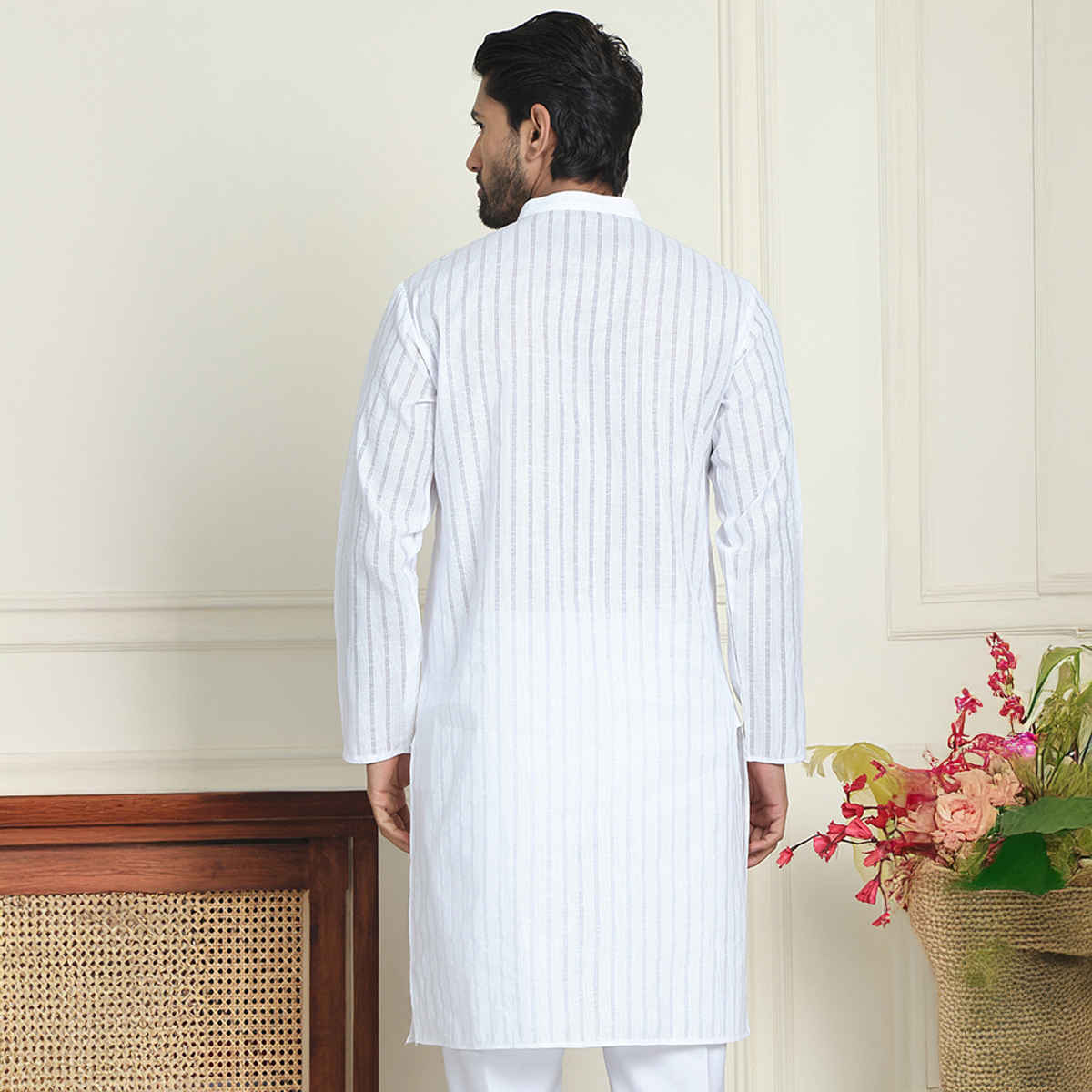 Jompers Men's Kurta | KO 5207 | White - XL