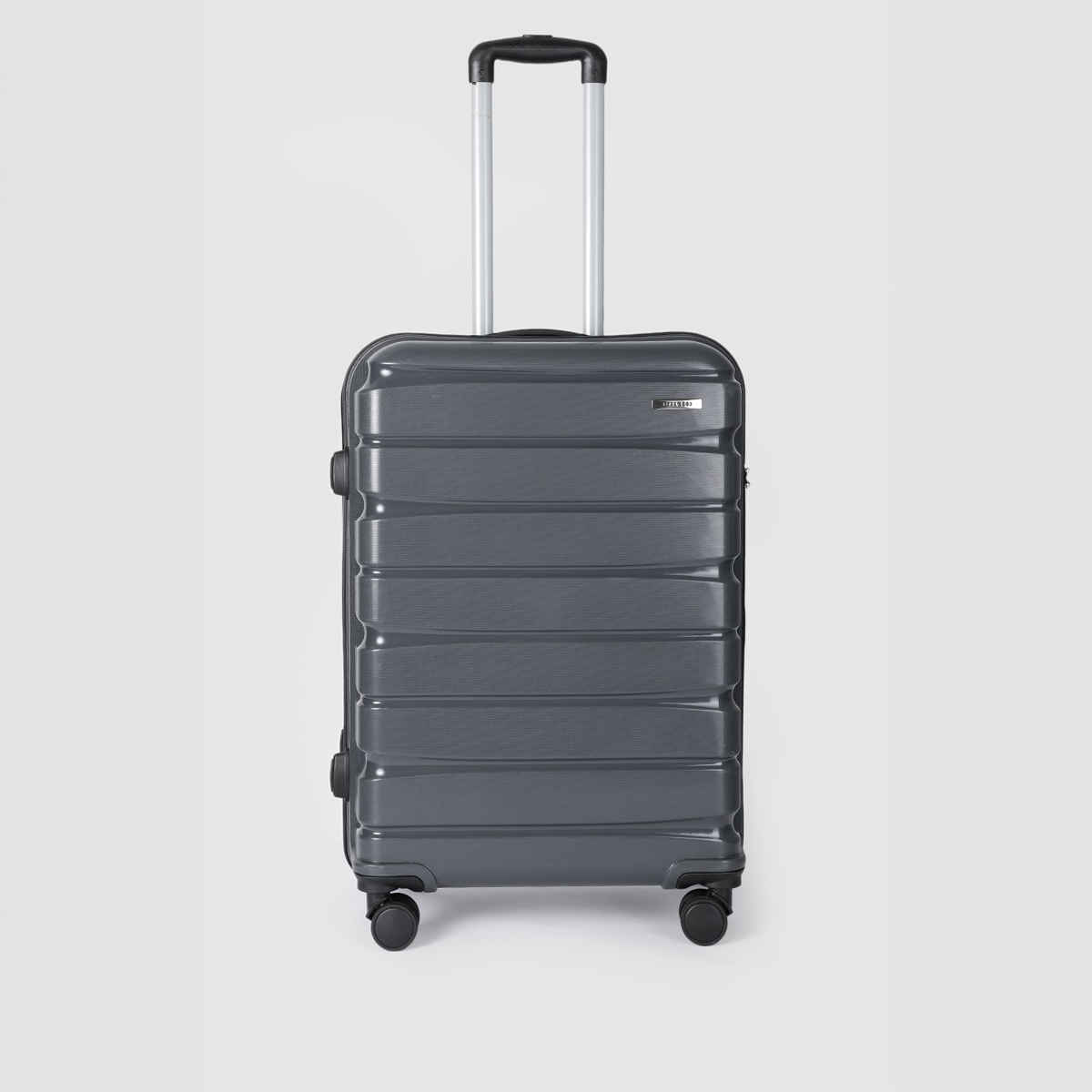 Teakwood Leather 360 Degree Rotation Hard Trolley Bag | Grey - Medium