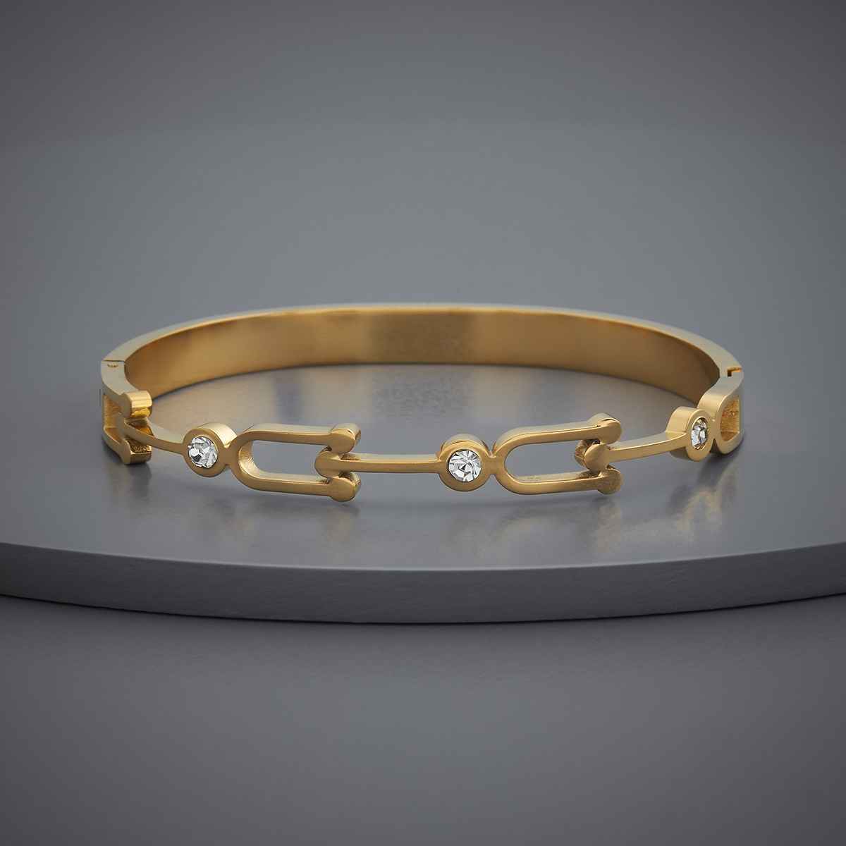 Kushal s Fashion Jewellery White Gold-Plated Zircon Trendy Kada | 441088