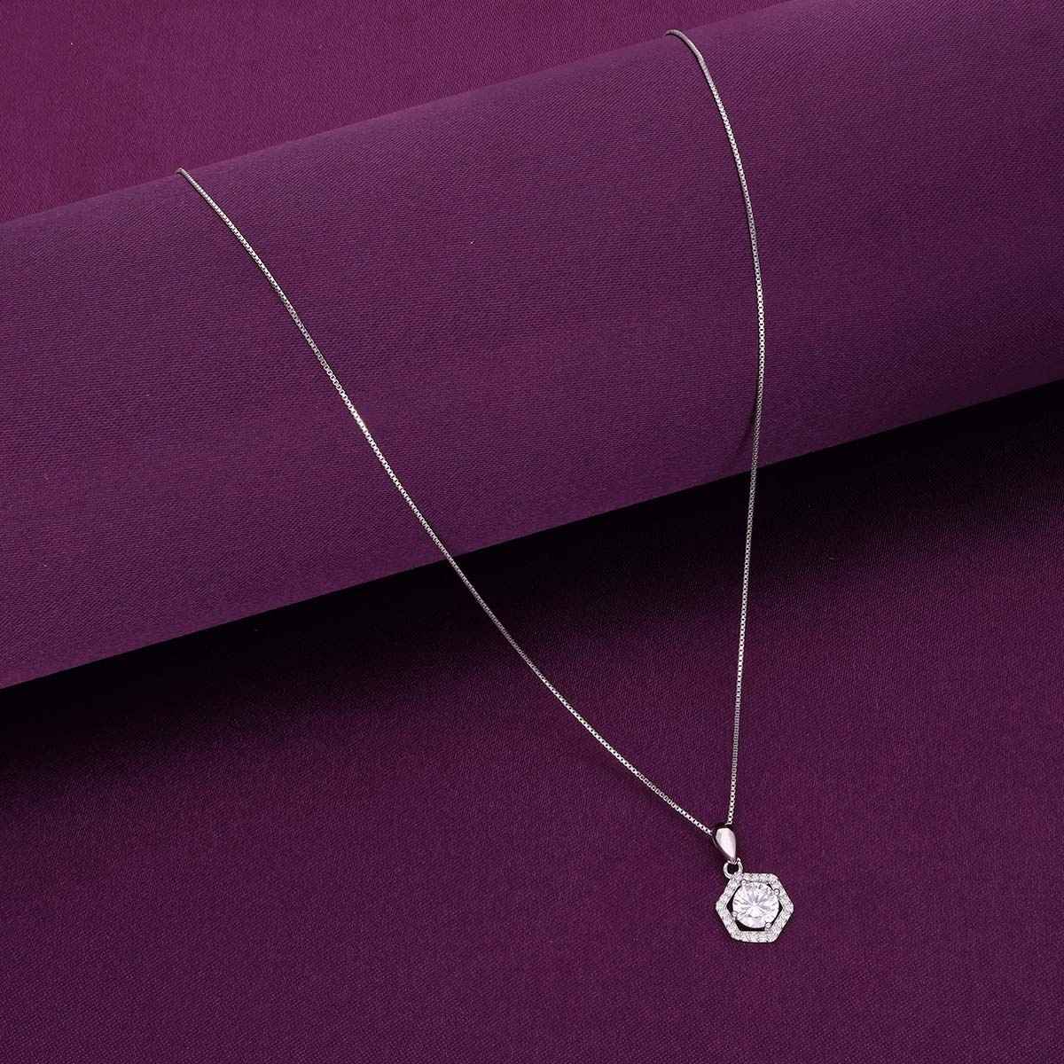 Kai Jewel Silver Solitaire Pendant with Chain