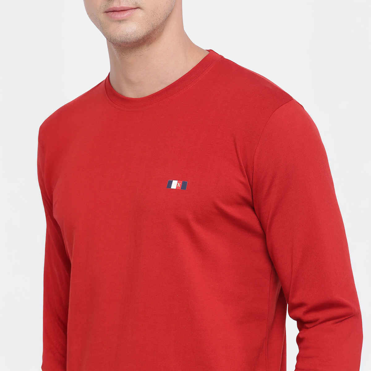 Actimaxx Men's Solid Round Neck Rib Full Sleeve Pure Cotton T-shirt | Colour May Vary - XL