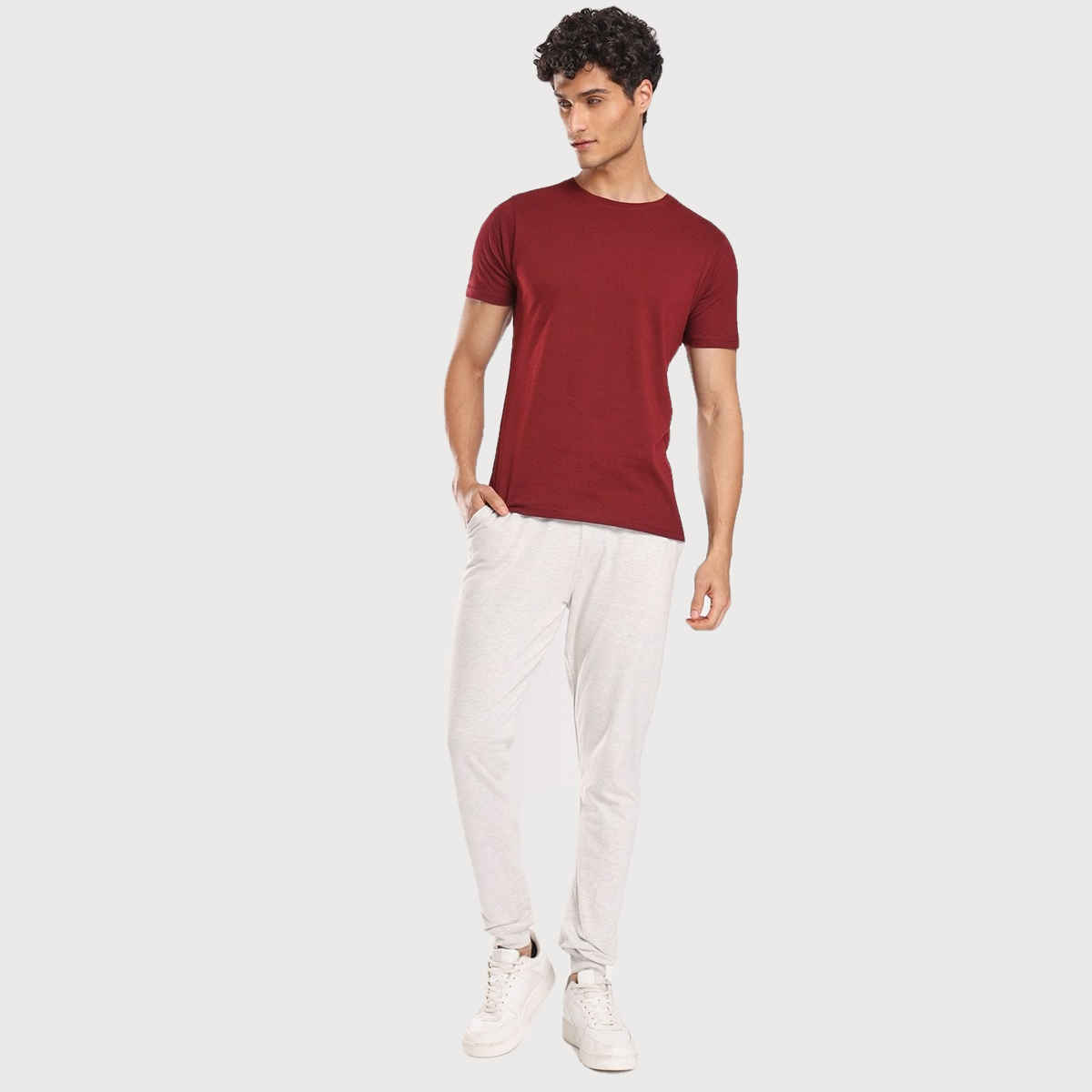 Nobero Men's Plain Classic Fit T-shirt | Wine Red - XL
