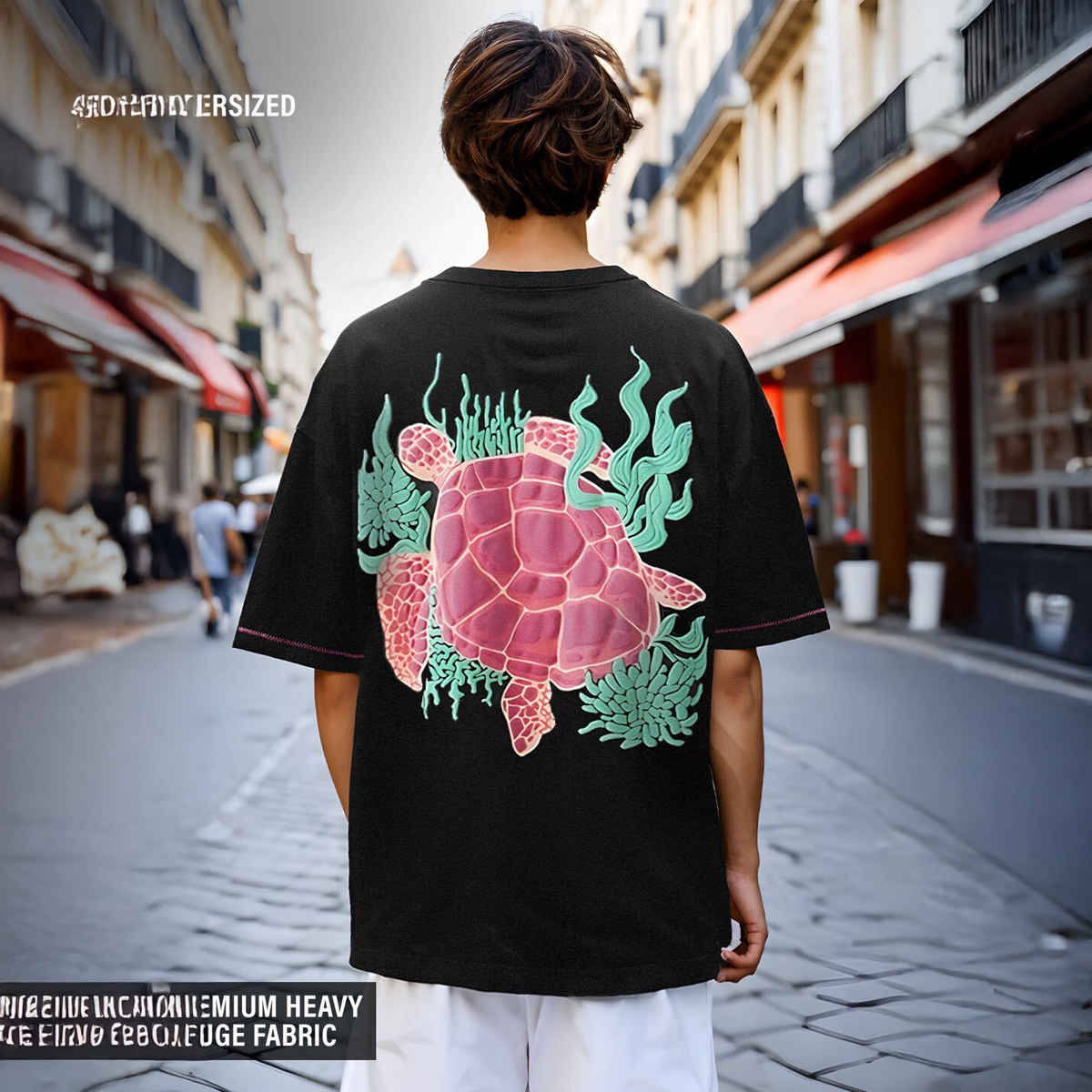 The Souled Store Men's TSS Originals Break Free Turtle Oversized T-shirt | Black - L
