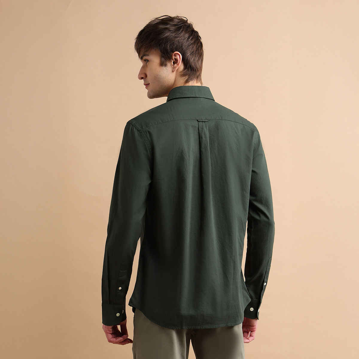 USPA Cotton Regular Fir Shirt For Man - Dark Green - S