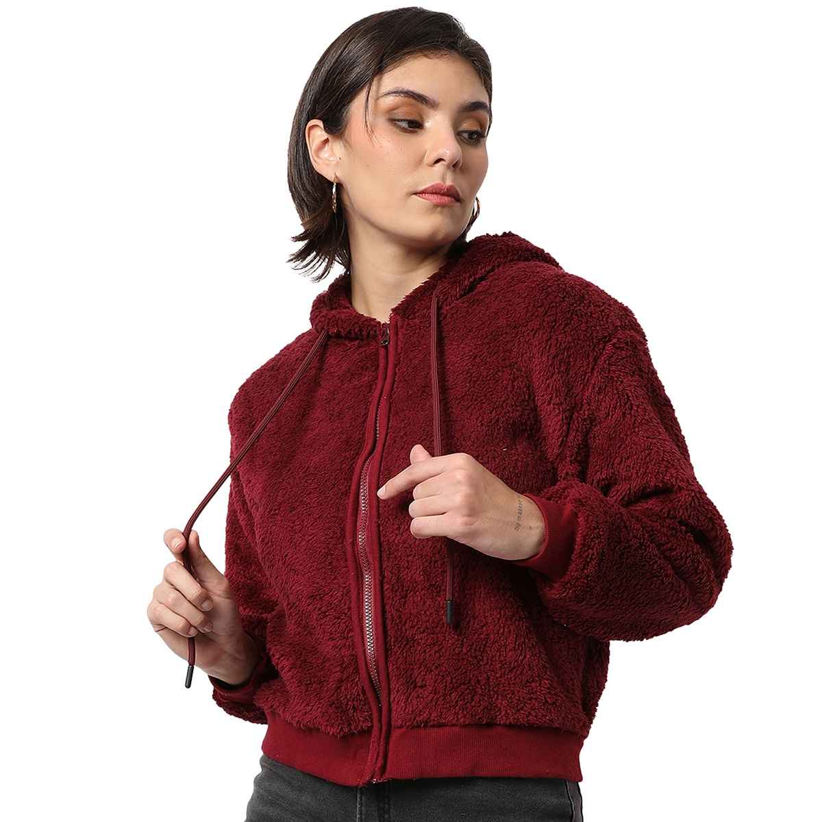 Campus Sutra Women's Hoodie | Wine - XL