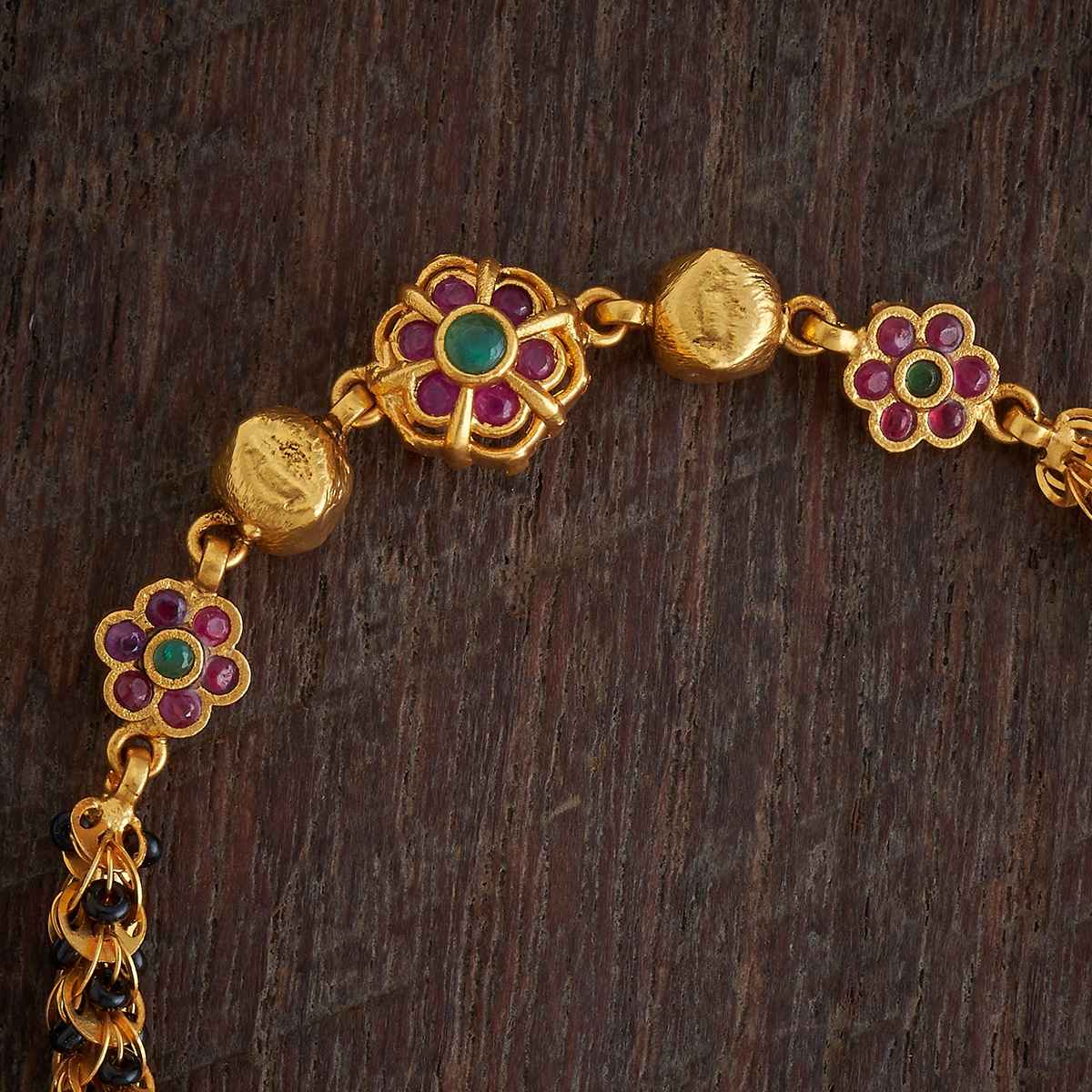 Kushal s Fashion Jewellery Ruby-Green Gold-Plated Synthetic Stones Antique Bracelet | 416924