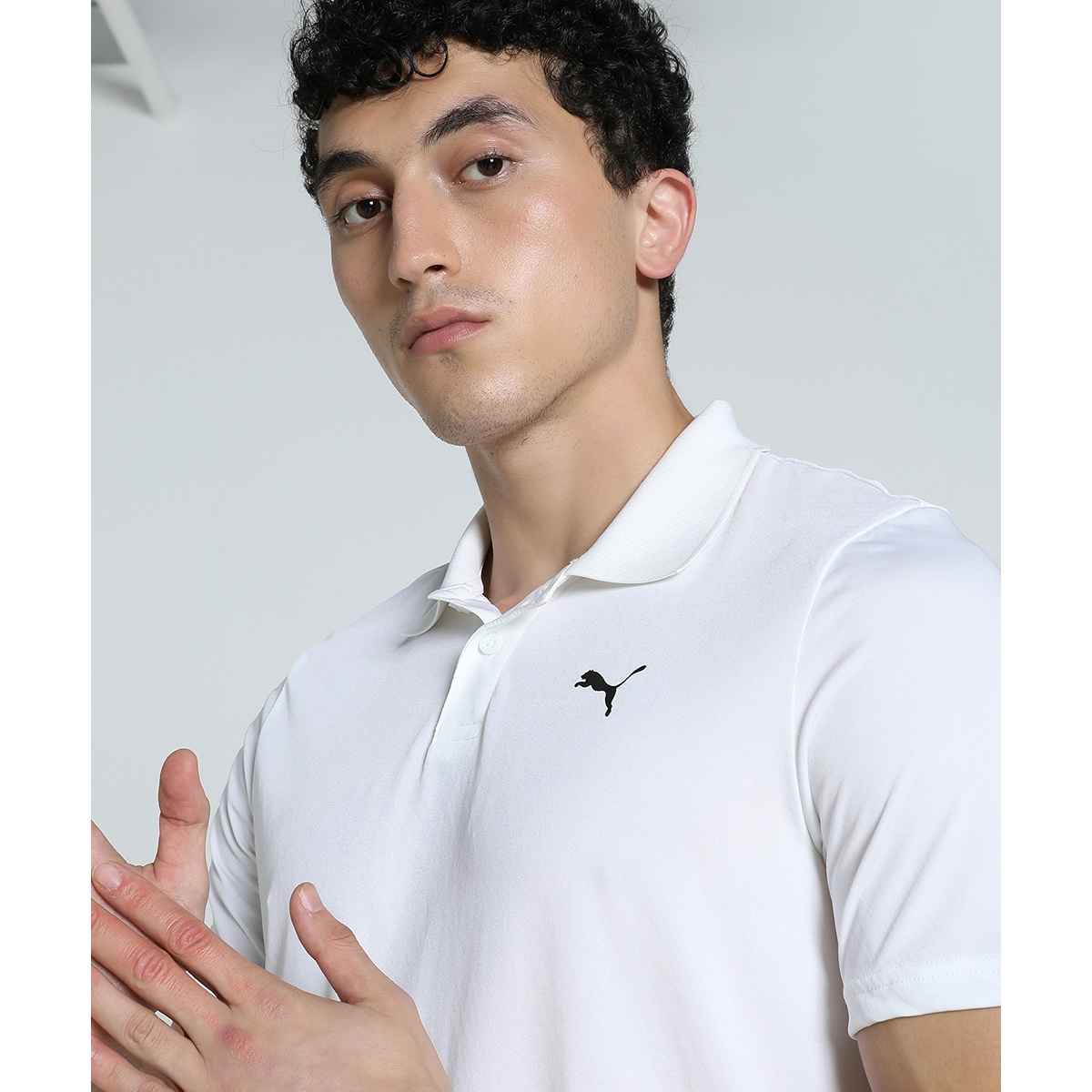 Puma Men's Polo T-Shirt Train Logo - White | S