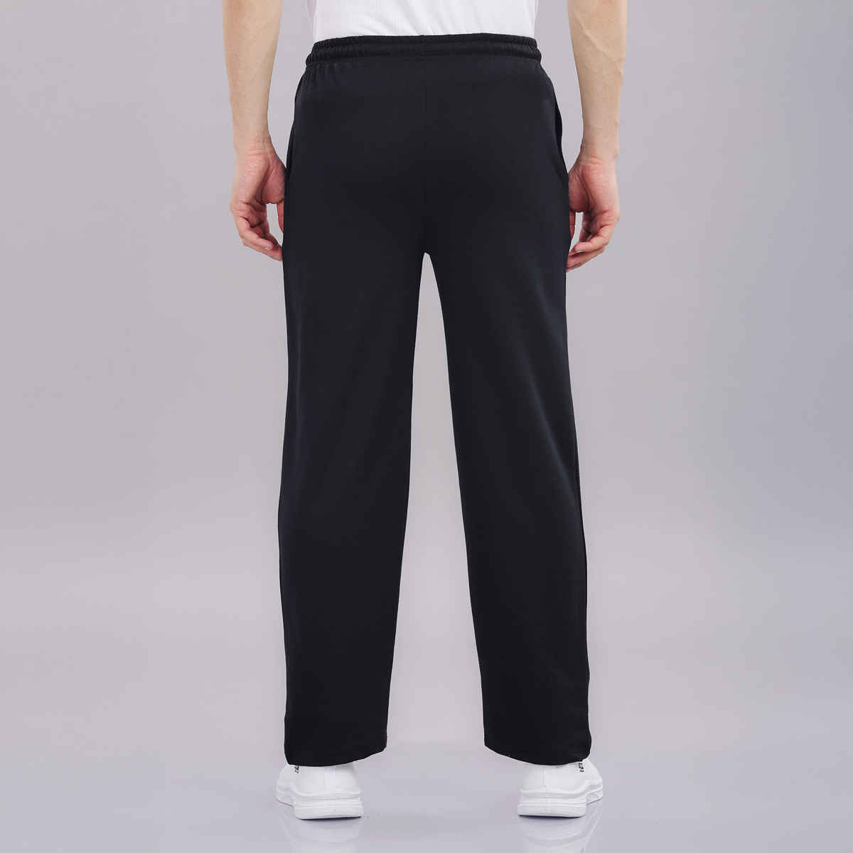 Springman Men's Solid Cotton Rich French Terry Baggy Track Pant | Black - L