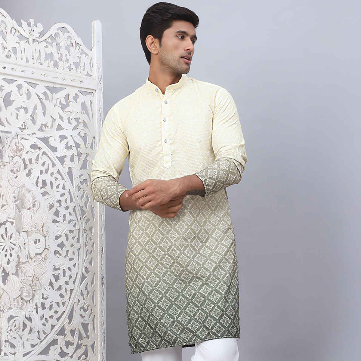 Jompers Men Kurta Only Ko 5074Yellow M