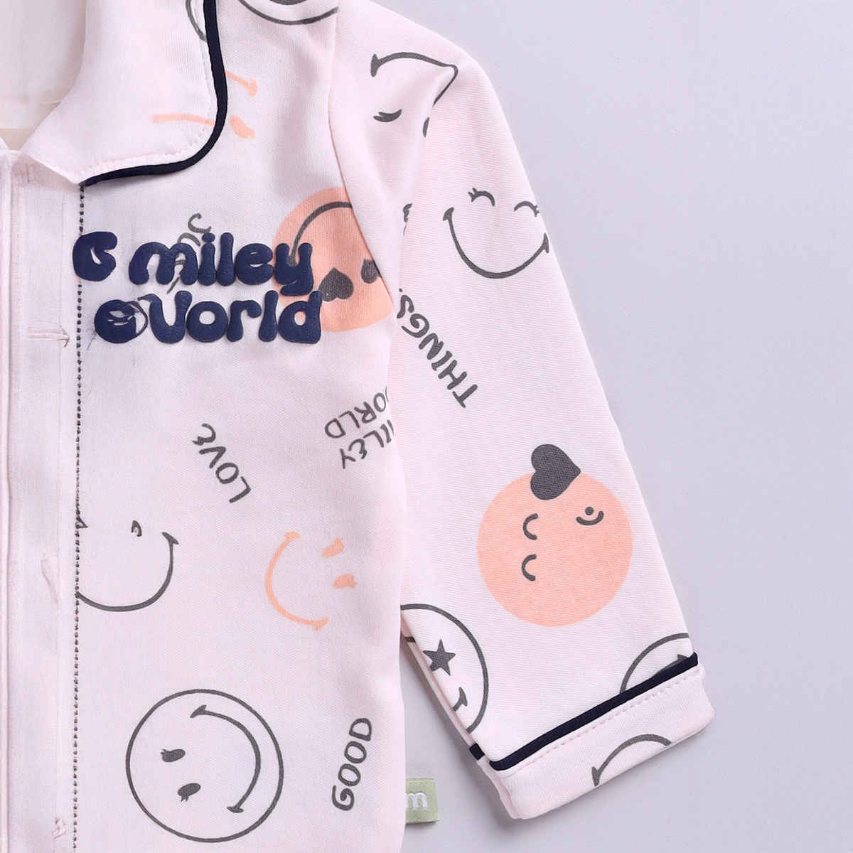 Mom's Love Girls' Printed Cotton Night suits | Peach | 06 - 09 months