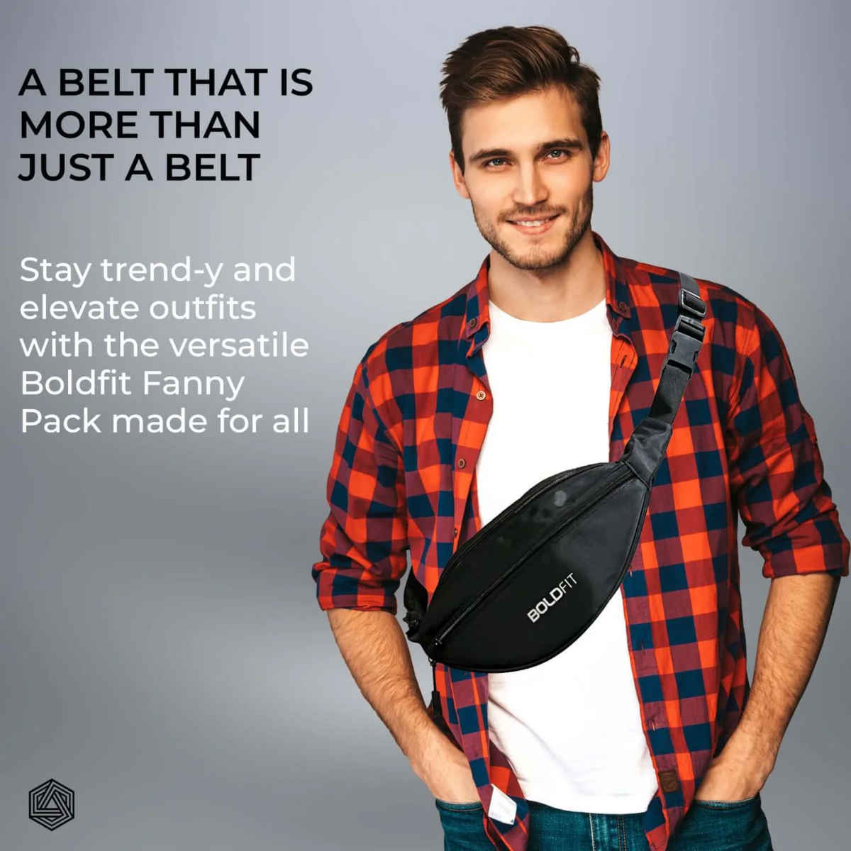 Boldfit Unisex Waist Bag Polyester Adjustable Strap | Black